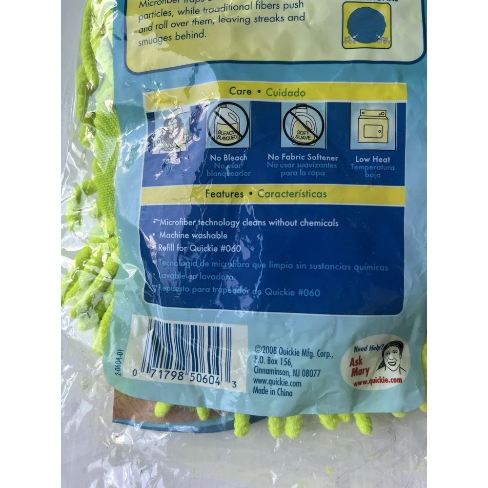 Quickie Swivel Soft Hardwood Dust Mop Refills #0604 Green Microfiber Green NEW